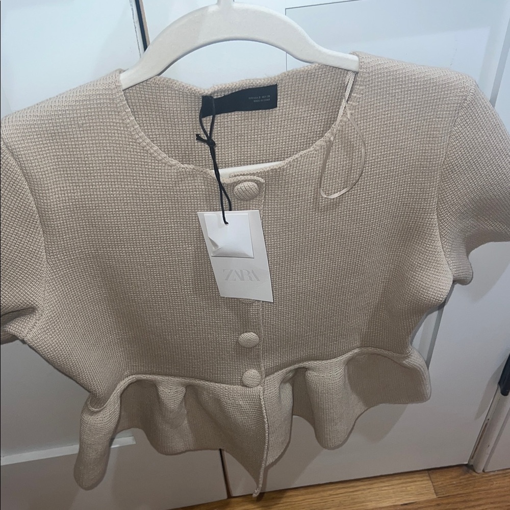 Zara Peplum Short Sleeved Cardigan NWT